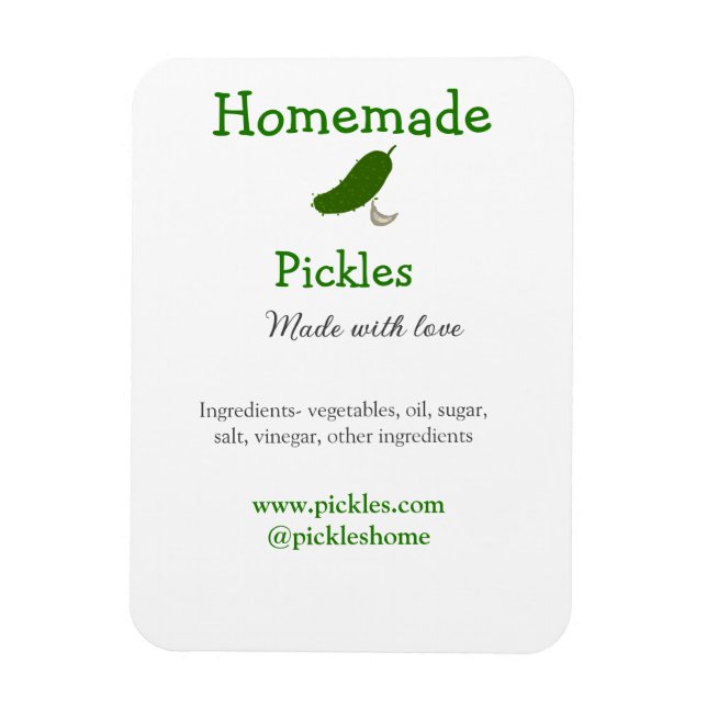 Ímã Picles feitos em casa com amor adicionar texto sit (Vertical)