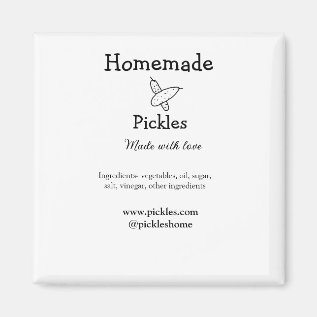 Imã Picles feitos em casa com amor adicionar texto sit (Frente)