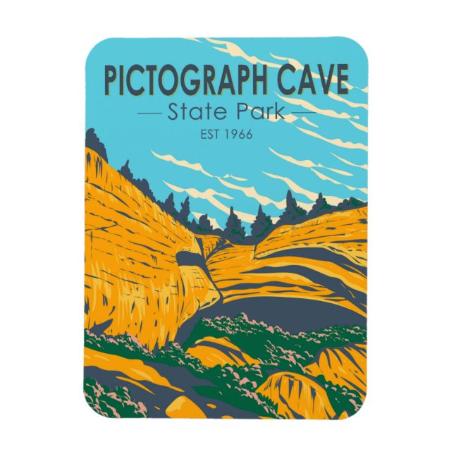 Ímã Pictografo Cave State Park Montana Vintage (Vertical)