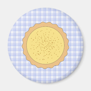 Imã Pie de custódia. Tart Amarelo, com Gingham Azul.