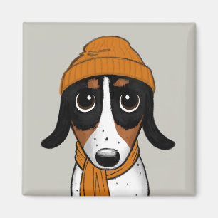 Imã Piebald Dachshund   Cachorro-Hipster