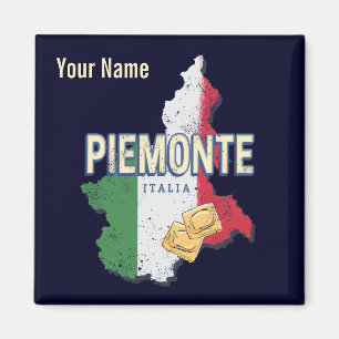 Imã Piemonte Itália Retro Região Mapa Vintage Pasta
