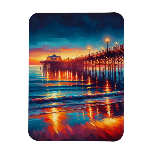 Ímã Pier California Sunset Painting em Huntington Beac (Vertical)