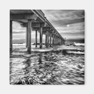 Imã Pier em preto e branco ao amanhecer, Califórnia