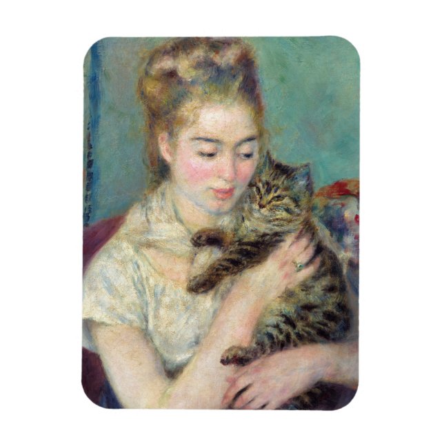 Ímã Pierre-Auguste Renoir - Mulher com gato (Vertical)