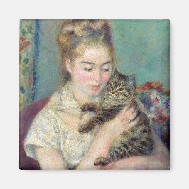 Imã Pierre-Auguste Renoir - Mulher com um Gato (Frente)