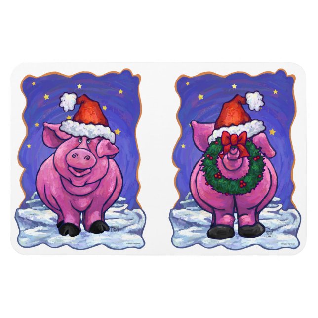 Ímã Pig Christmas (Horizontal)