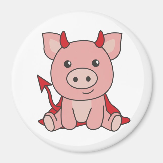 Imã Pig Halloween Figurino de Bruxa do Diabo Bonito (Frente)