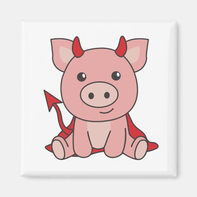 Imã Pig Halloween Figurino de Bruxa do Diabo Bonito (Frente)