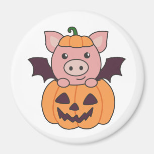 Imã Pig Halloween Pumpkin Bat Costume