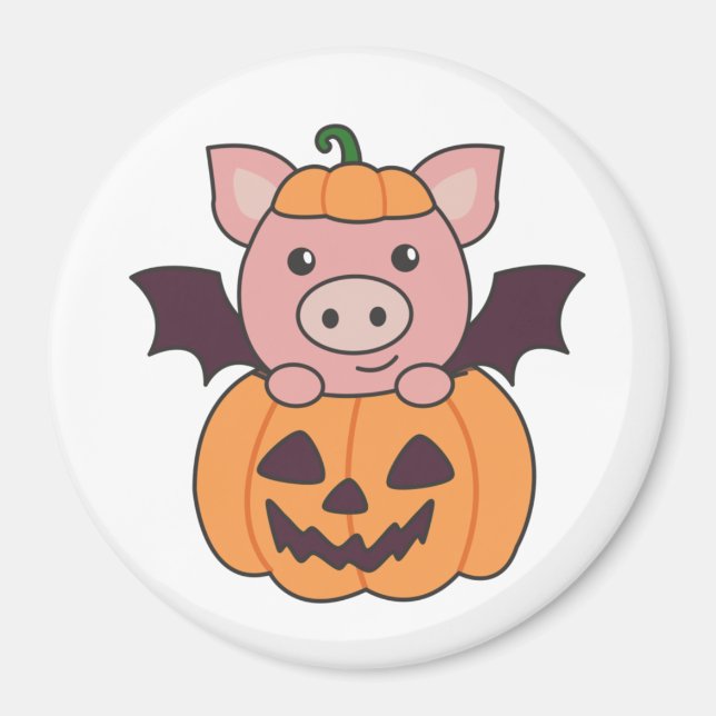 Imã Pig Halloween Pumpkin Bat Costume (Frente)