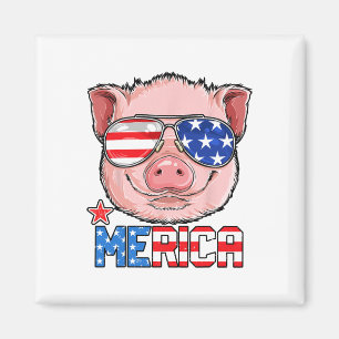Imã Pig Merica 4º De Julho T Shirt Girls Kids American
