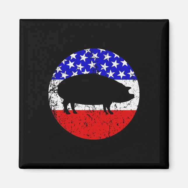 Imã Pig Roast Style Cookout American Flag (Frente)