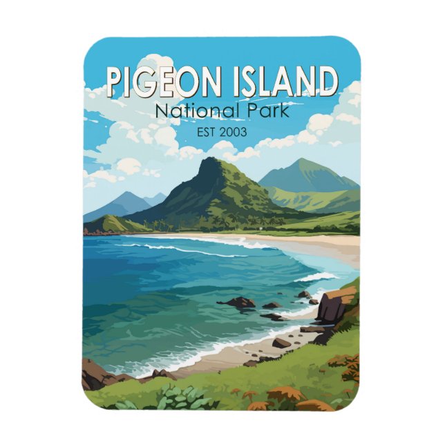 Ímã Pigeon Island National Park Santo Lucia Viagem Art (Vertical)