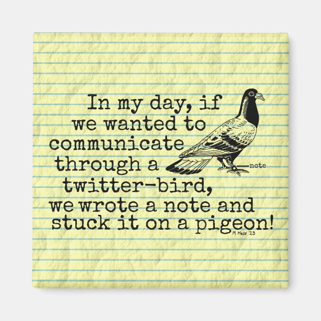 Imã Pigeon Pássaro da Velha e Engraçado (Frente)