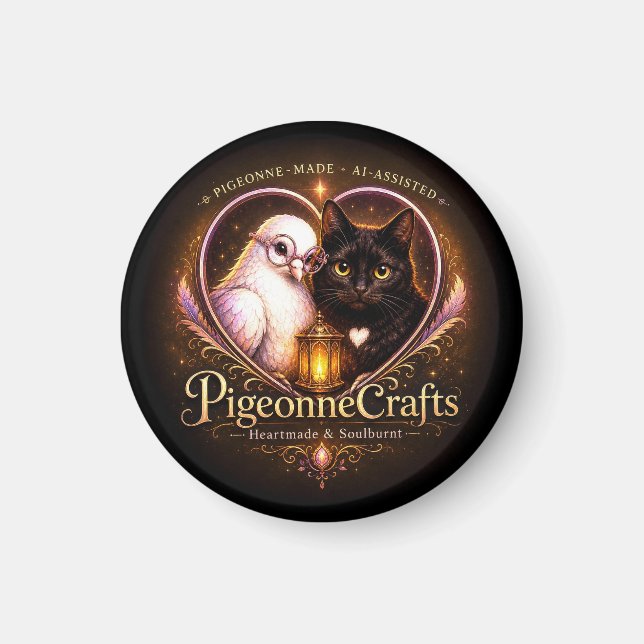 Imã PigeonneCrafts FeitoComAmor (Frente)