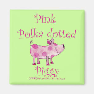 Imã Piggy Pontilhado Polka Rosa