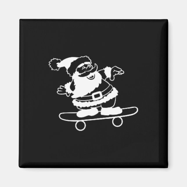Imã Pijama de Natal do Papai Noel com Skateboard (Frente)