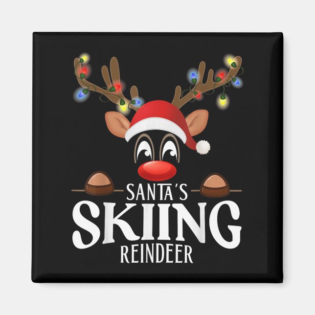 Imã Pijamas Combinantes do Natal Divertido com Reno Es (Frente)