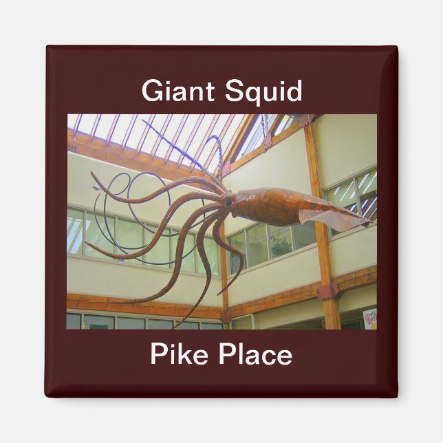 Imã Pike Place Public Market Giant Squid Seattle, WA (Frente)
