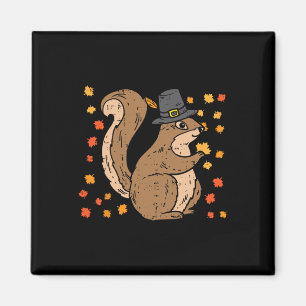 Imã Pilgrim Squirrel Cute Ação de Graças outono Ani