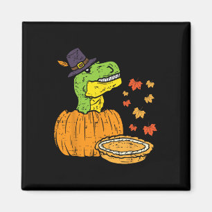 Imã Pilgrim Trex Dinosaur Pumpkin Pie Kid de Ação de G