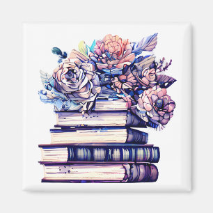 Imã Pilha antiga de livros e Rosas de vinhetas