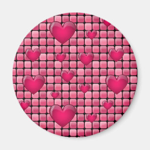 Imã Pilha cor-de-rosa com corações