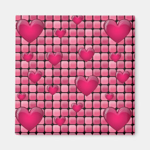 Imã Pilha cor-de-rosa com corações