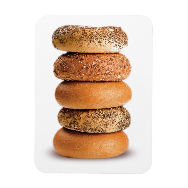 ÍMÃ PILHA DE BAGELS LOX AMOR SESAME POPPY SEED CADA (Vertical)