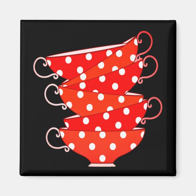 Imã Pilha de Bolinhas vermelha, branca preta (Frente)