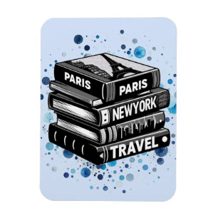 Ímã Pilha de Livros de Viagem