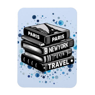 Ímã Pilha de Livros de Viagem 