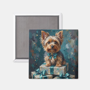 Imã Pilha de Presentes de Férias de Cachorro Elegante 