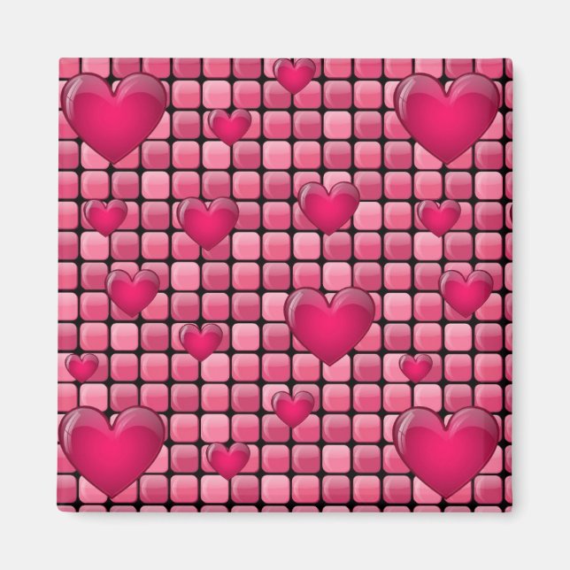 Imã Pilha Rosa Com Corações (Frente)