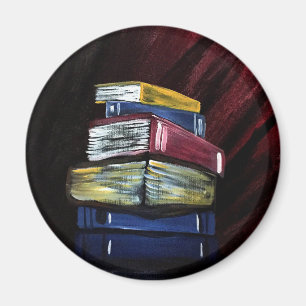 Imã Pilha Vibrante de Livros Arte Colorida