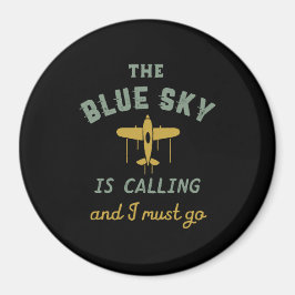 Imã Piloto De Avião Vintage Engraçado Céu Azul Está Ch