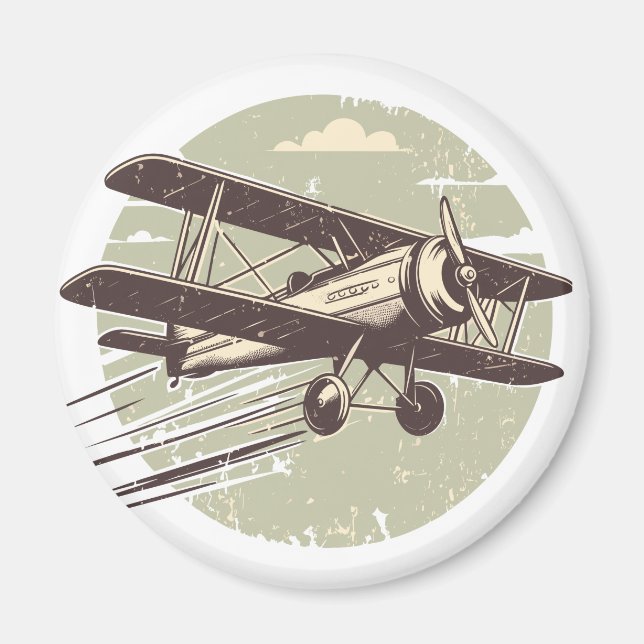 Imã Piloto de Biplano Vintage (Frente)