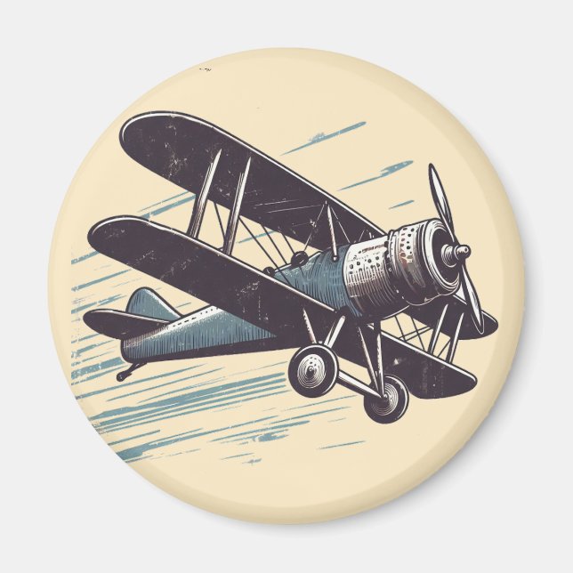 Imã Piloto de Biplano Vintage (Frente)