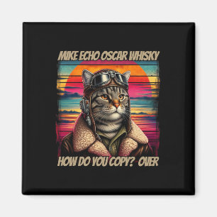 Imã Piloto de Cat Retro Mike Echo Oscar Whisky M.e.o.w