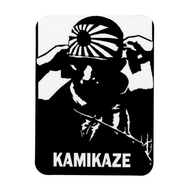 Ímã Piloto Japonês Branco e Negro do Kamikaze (Vertical)