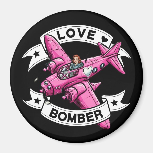 Imã Piloto Love Bomber Rosa (Frente)