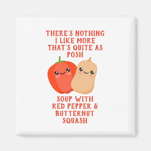 Imã pimenta vermelha e sopa de squash de noz