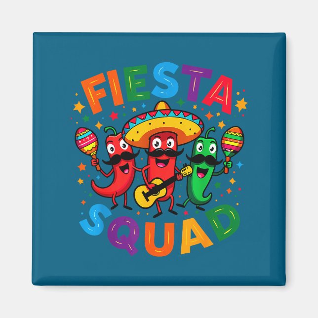 Imã Pimentões engraçados fiesta squad cinco de mayo (Frente)