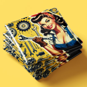 Imã Pin-up de Mecânico Vintage
