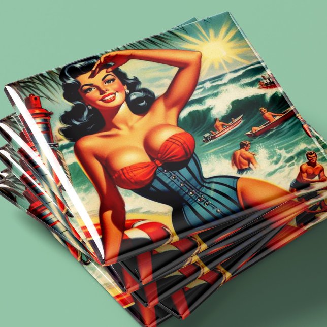 Imã Pin-up de Surf Vintage (Criador carregado)