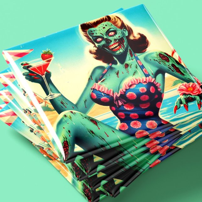 Imã Pin-up de Zumbi de Praia Vintage (Criador carregado)