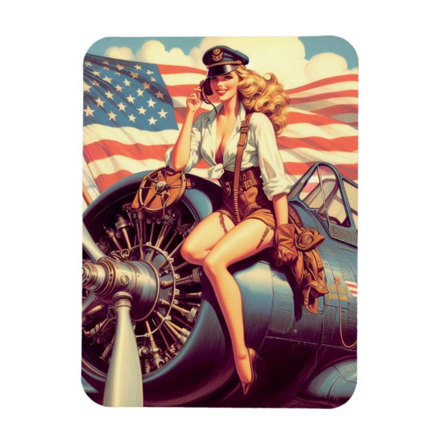 Ímã Pin-up do avião de Vintage (Vertical)