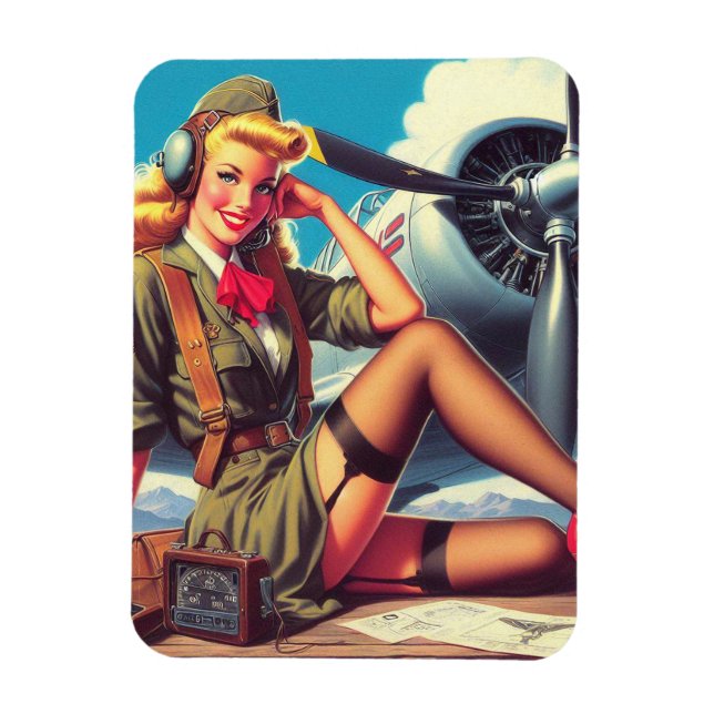 Ímã Pin-up do avião de Vintage (Vertical)