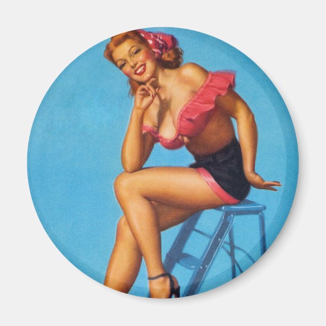 Imã Pin Up Girl Refrigerator Magnet (Frente)